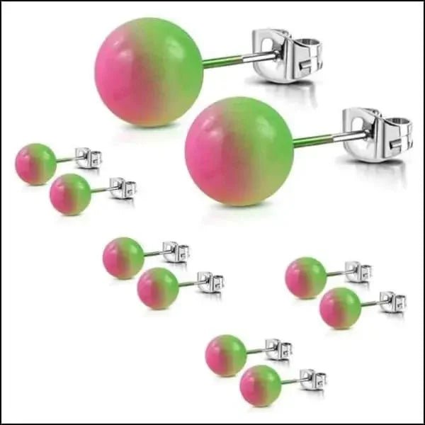 RVS Bolletjes Oorbellen Kleurrijk Acryl 4-8mm - Vrolijke Oorstekers - 6mm / Oranje -