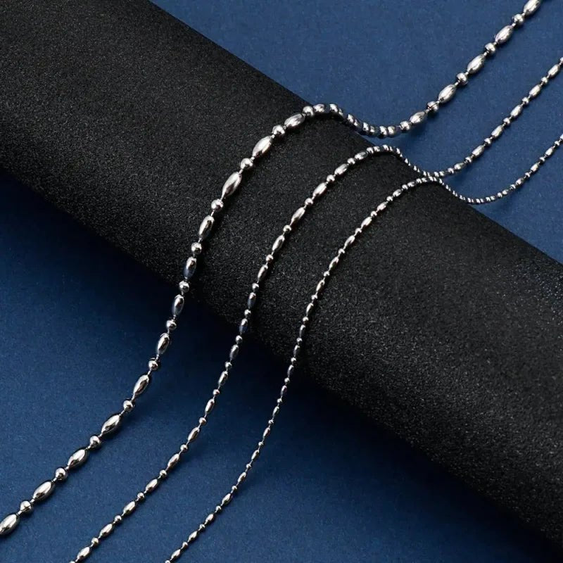 Zilverkleurige Bolletjes Ketting RVS &acirc;&euro;&ldquo; Stalen Tagketting Dames Heren - 45cm / 1.5