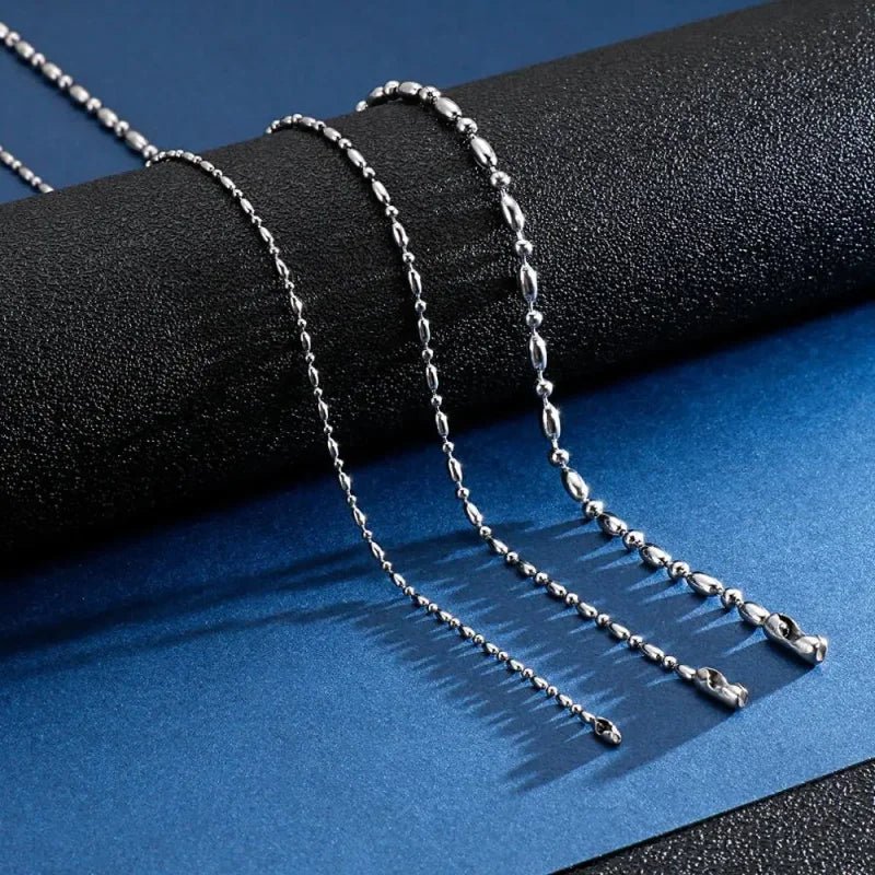 Zilverkleurige Bolletjes Ketting RVS &acirc;&euro;&ldquo; Stalen Tagketting Dames Heren - 50cm / 2,5