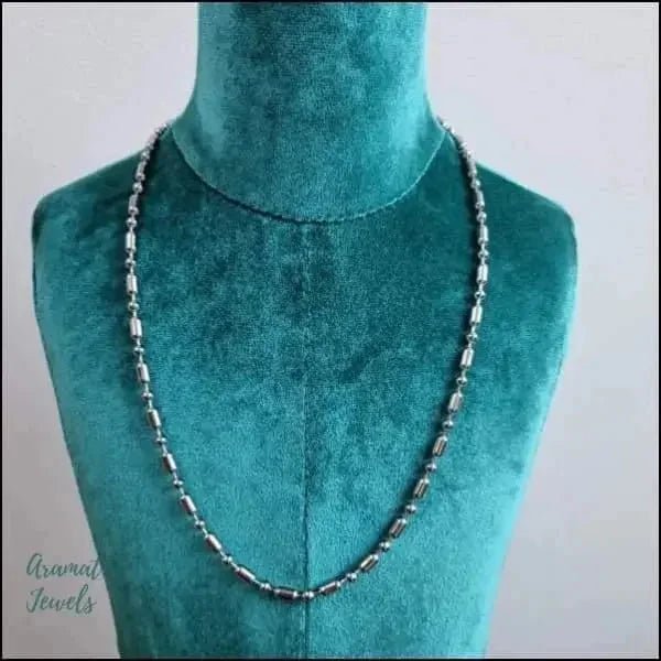 Zilverkleurige Bolletjes Ketting RVS &acirc;&euro;&ldquo; Stalen Tagketting Dames Heren - 55cm / 1.5