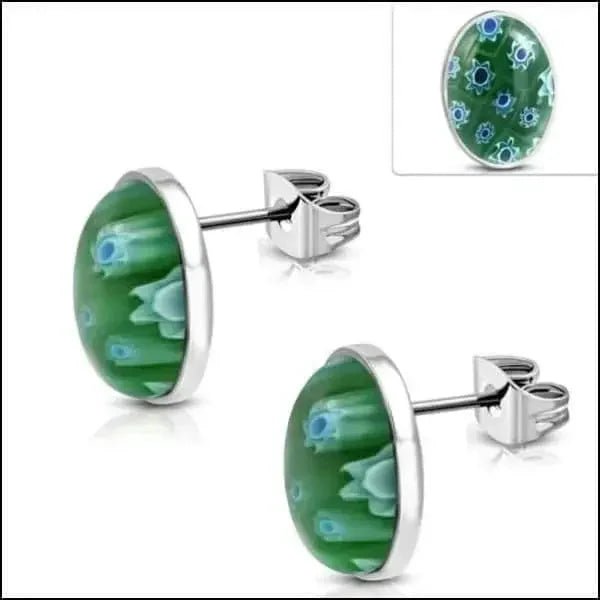 Stijlvolle Murano Glas Bloemen Oorbellen - Blauw -
