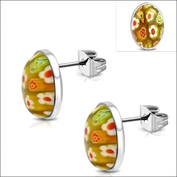 Stijlvolle Murano Glas Bloemen Oorbellen - Blauw -