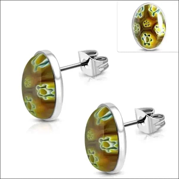 Stijlvolle Murano Glas Bloemen Oorbellen - Bruin -