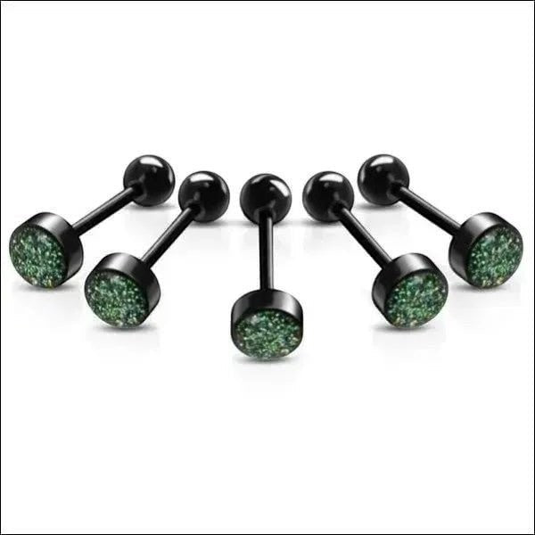 Zwarte Glitter Tongpiercing - Bioplast piercing - Groen -