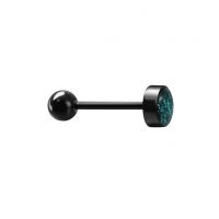 Zwarte Glitter Tongpiercing - Bioplast piercing - Olijf Groen -