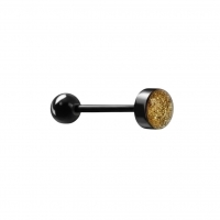Zwarte Glitter Tongpiercing - Bioplast piercing - Olijf Groen -