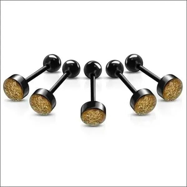 Zwarte Glitter Tongpiercing - Bioplast piercing - Oranje -