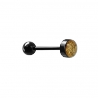 Zwarte Glitter Tongpiercing - Bioplast piercing - Oranje -