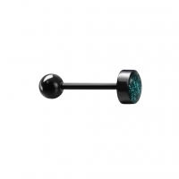 Zwarte Glitter Tongpiercing - Bioplast piercing - Zee Blauw -