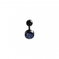 Zwarte Glitter Tongpiercing - Bioplast piercing - Zee Blauw -