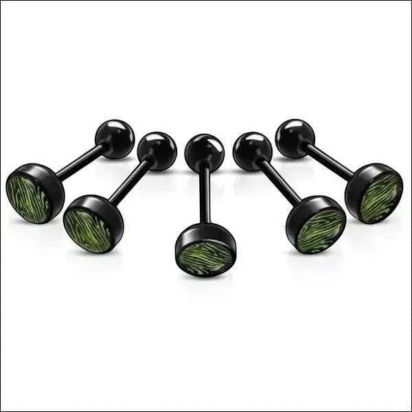 Bioplast Tongpiercing met Dierenhuid Motief - Zebra-Groen -