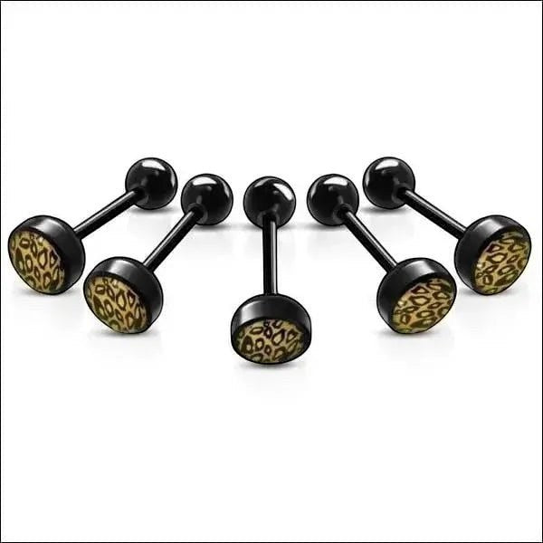 Bioplast Tongpiercing met Dierenhuid Motief - Panter-Bruin -