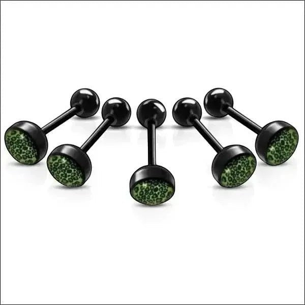 Bioplast Tongpiercing met Dierenhuid Motief - Luipaard-Groen -