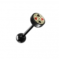 Zwarte Bioplast Tongpiercing hem en haar - Kaart-symbolen -