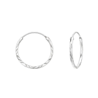 925 Zilveren Bewerkte Oorringen 20x1mm -