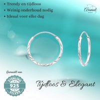 925 Zilveren Bewerkte Oorringen 20x1mm -