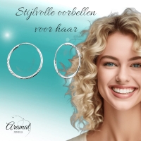 925 Zilveren Bewerkte Oorringen 20x1mm -