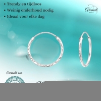 925 Zilveren Bewerkte Oorringen 20x1mm -
