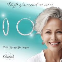 Zilveren Bewerkte Oorringetjes 16mm -