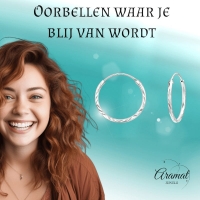 Zilveren Bewerkte Oorringetjes 16mm -