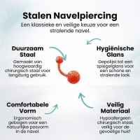 Stalen navelpiercing met spetters - Fel Oranje - Dames
