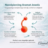 Stalen navelpiercing met spetters - Fel Oranje - Dames