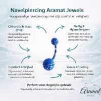 Stalen navelpiercing met spetters - Fel Blauw - Dames