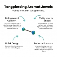 Groen en Blauw Weedblad Tongpiercing -