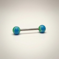 Groen en Blauw Weedblad Tongpiercing -