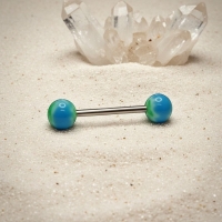 Groen en Blauw Weedblad Tongpiercing -