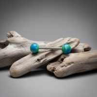 Groen en Blauw Weedblad Tongpiercing -