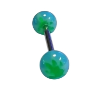 Groen en Blauw Weedblad Tongpiercing -