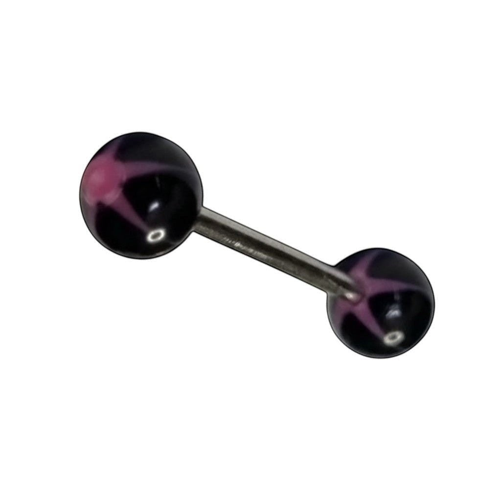 Roze Ster Tongpiercing met acryl balletjes -