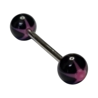 Roze Ster Tongpiercing met acryl balletjes -