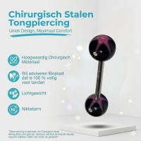 Roze Ster Tongpiercing met acryl balletjes -