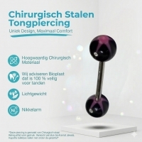 Roze Ster Tongpiercing met acryl balletjes -