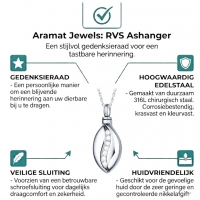 Stalen Ovaal Ashanger met Zirkonia &acirc;&euro;&ldquo; 30x20mm Zilverkleurig Assieraad - Unisex