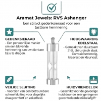 Stalen Ashanger Zandloper Zilverkleurig &acirc;&euro;&ldquo; 4,5cm Tijdloos Gedenksieraad - Unisex
