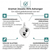 Hartvormige Ashanger Pootafdruk &acirc;&euro;&ldquo; Gedenksieraad Huisdier 3x2cm Staal - Unisex