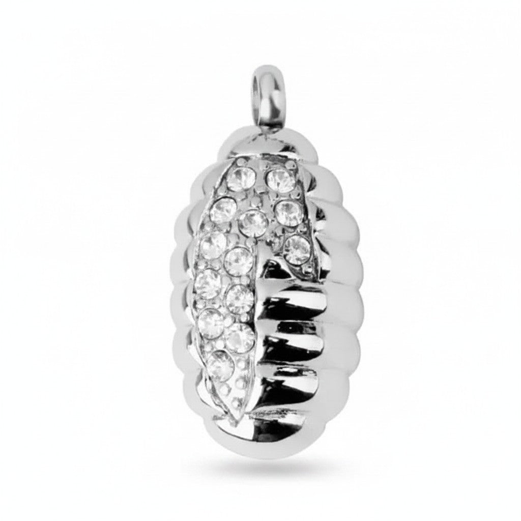Stalen Ashanger met Transparante Kristallen &acirc;&euro;&ldquo; Elegant Assieraad 3,2cm - Unisex