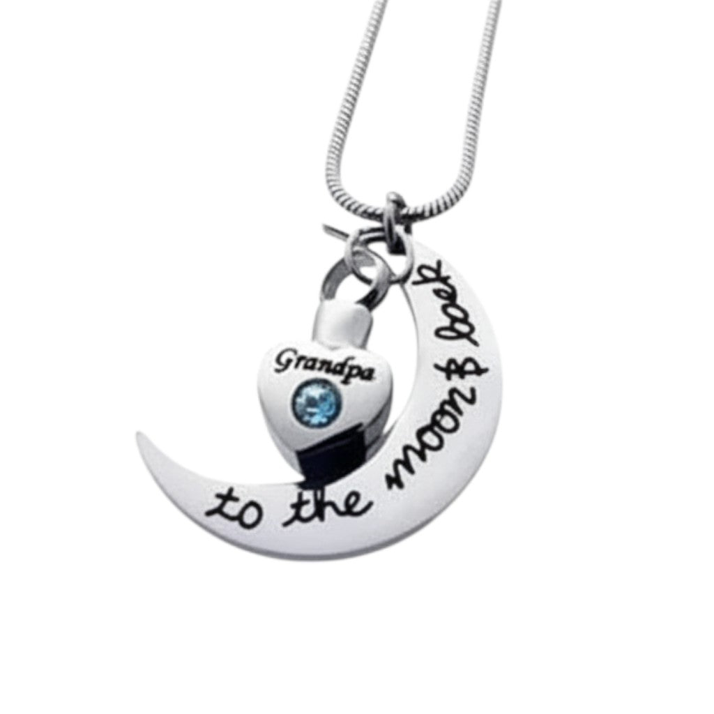 Ashanger Opa Grandpa To The Moon and Back &acirc;&euro;&ldquo; 3,5x2,8cm RVS Zirkonia - Unisex