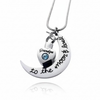 Ashanger Opa Grandpa To The Moon and Back &acirc;&euro;&ldquo; 3,5x2,8cm RVS Zirkonia - Unisex