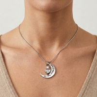 Ashanger Opa Grandpa To The Moon and Back &acirc;&euro;&ldquo; 3,5x2,8cm RVS Zirkonia - Unisex