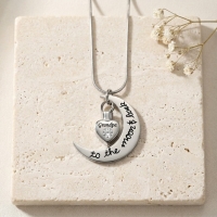 Ashanger Opa Grandpa To The Moon and Back &acirc;&euro;&ldquo; 3,5x2,8cm RVS Zirkonia - Unisex