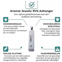 Ashanger Vierkante Buis Love Zirkonia &acirc;&euro;&ldquo; 40x8mm RVS Zilverkleurig Gedenksieraad - 