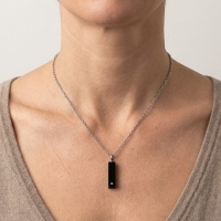 Ashanger Buis Zwart Kristal 316L Staal &acirc;&euro;&ldquo; 4x1cm Inclusief Ketting 50cm - Unisex