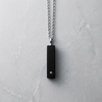 Ashanger Buis Zwart Kristal 316L Staal &acirc;&euro;&ldquo; 4x1cm Inclusief Ketting 50cm - Unisex