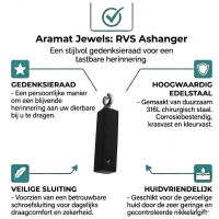 Ashanger Buis Zwart Kristal 316L Staal &acirc;&euro;&ldquo; 4x1cm Inclusief Ketting 50cm - Unisex