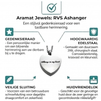 Ashanger Hart Always in My Heart RVS &acirc;&euro;&ldquo; 2,5x2cm Inclusief Ketting 50cm - Unisex