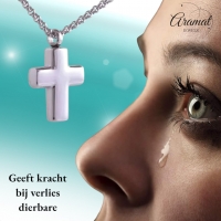 Ashanger Kruisje 316L Staal Zilverkleurig &acirc;&euro;&ldquo; 2x1,5cm Gedenksieraad - Unisex
